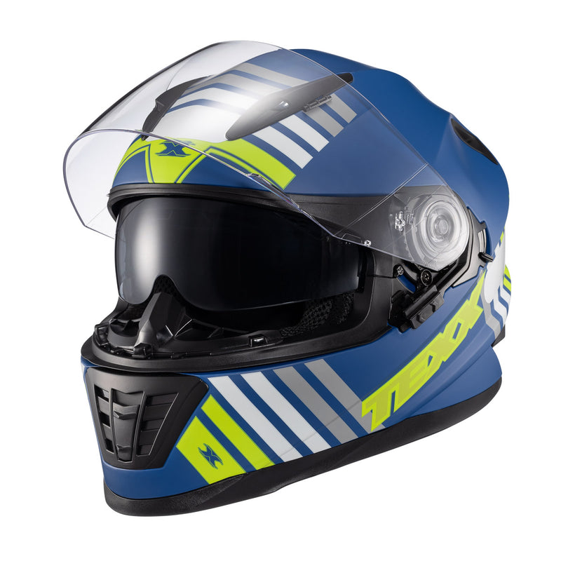 Capacete Texx Fechado Wing Grid Azul Verde e Branco