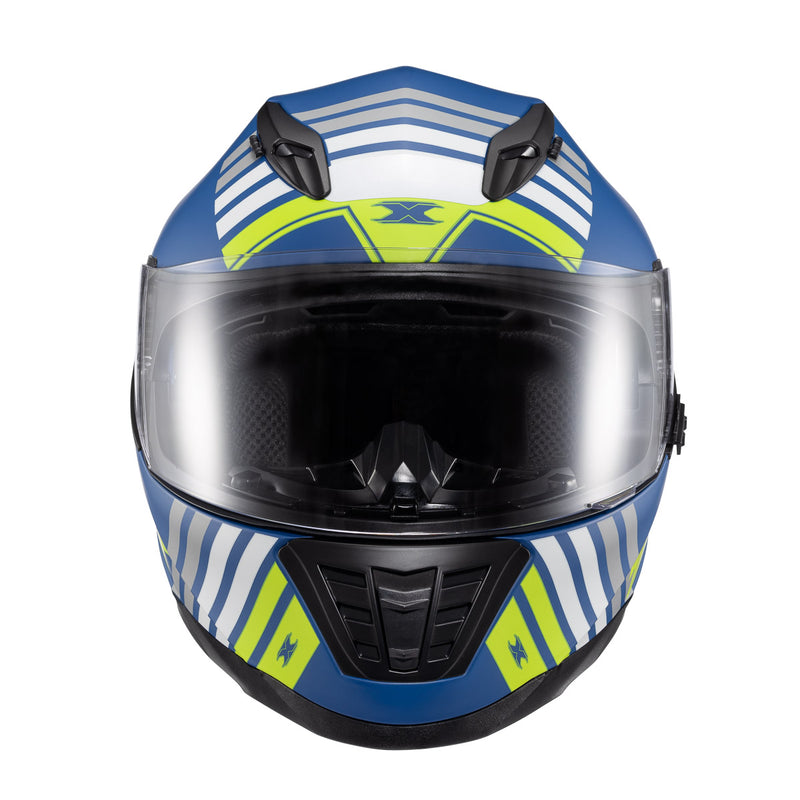 Capacete Texx Fechado Wing Grid Azul Verde e Branco