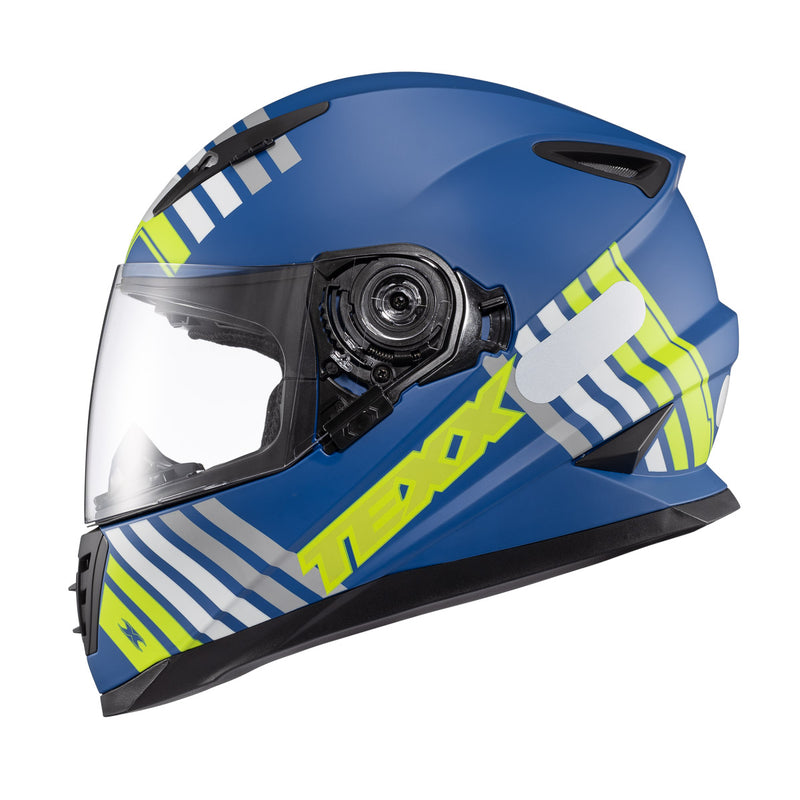 Capacete Texx Fechado Wing Grid Azul Verde e Branco