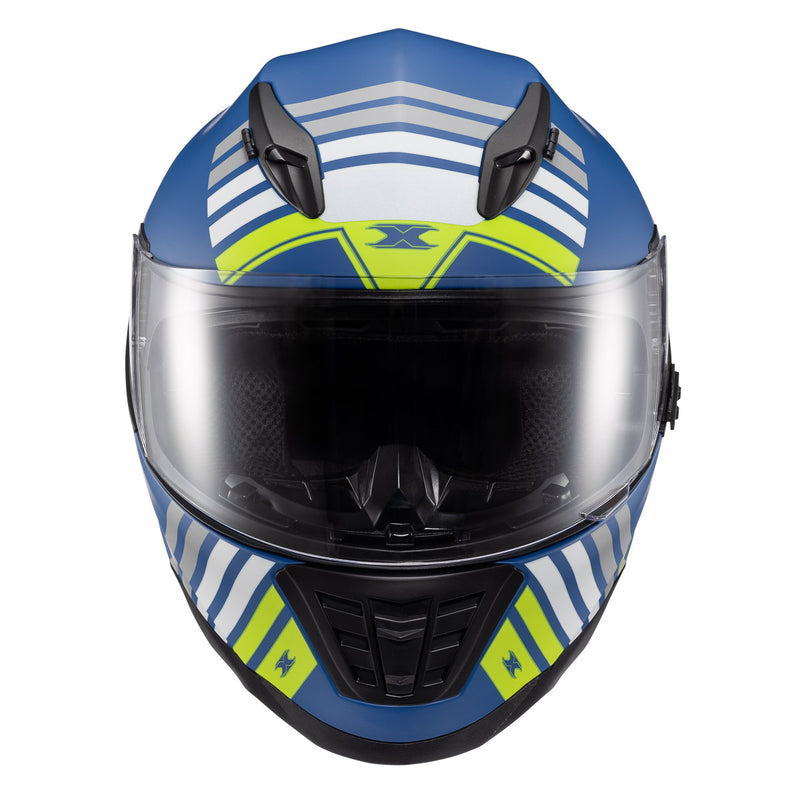 Capacete Texx Fechado Wing Grid Azul Verde e Branco