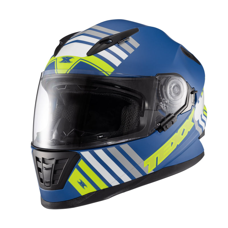 Capacete Texx Fechado Wing Grid Azul Verde e Branco